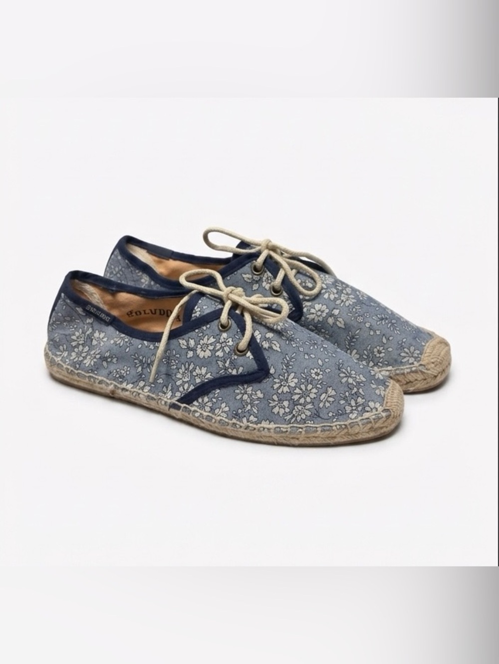Soludos Blue Floral Lace-Up Espadrille Flats